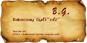 Babocsay Győző névjegykártya